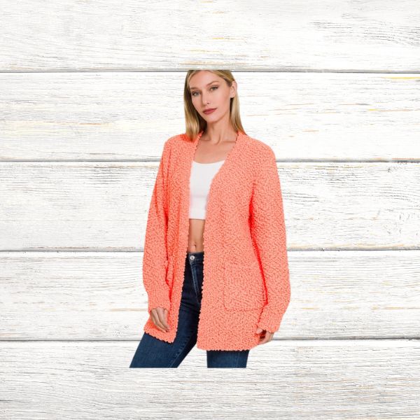POPCORN CARDIGAN WITH POCKETS