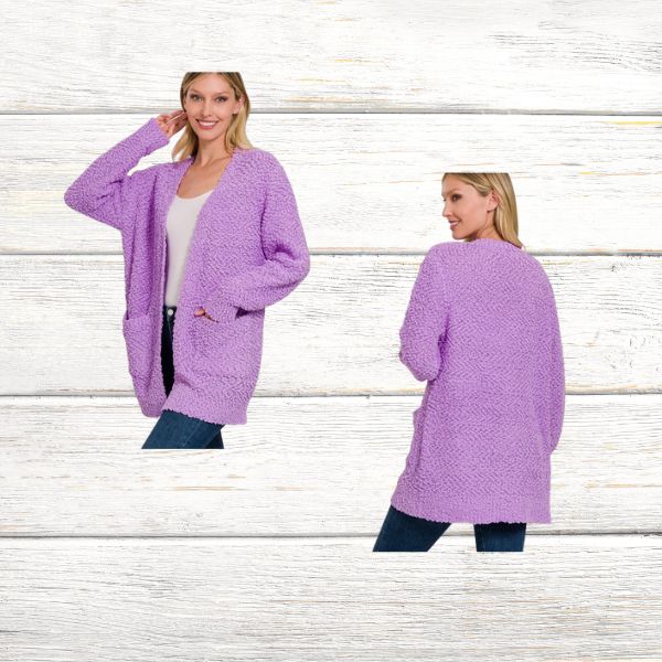 POPCORN CARDIGAN WITH POCKETS