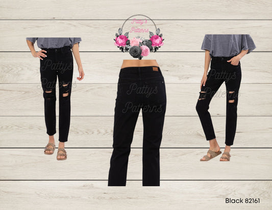 Judy Blues Destroyed Boyfriend Style Black Jeans